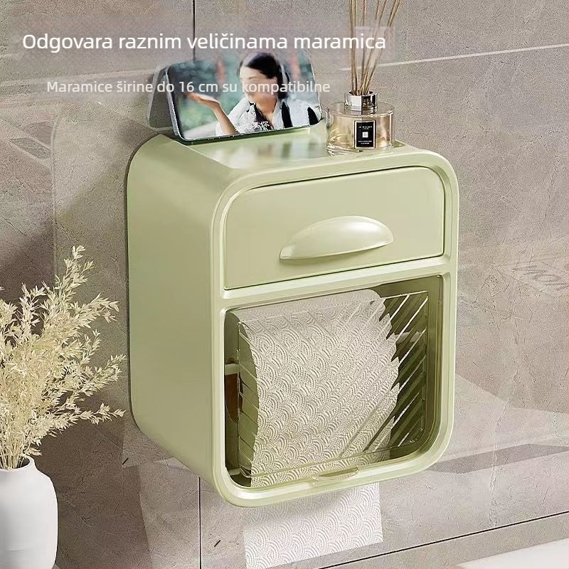 Zidna vodootporna dvostruka kutija za papirnate maramice sa spremnikom za pohranu u kupaonici