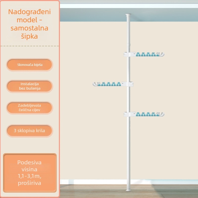 Čvrsti slobodno stojeći stalak za odjeću, proširivi, bez bušenja, kućna upotreba, podni stalak za pohranu