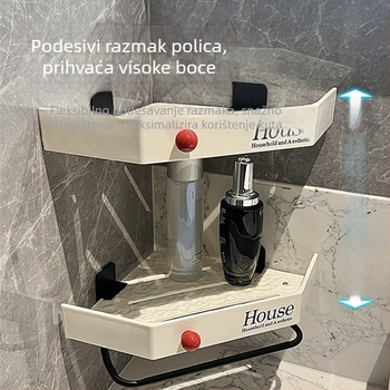Zidna trokutasta polica za kupaonicu bez bušenja