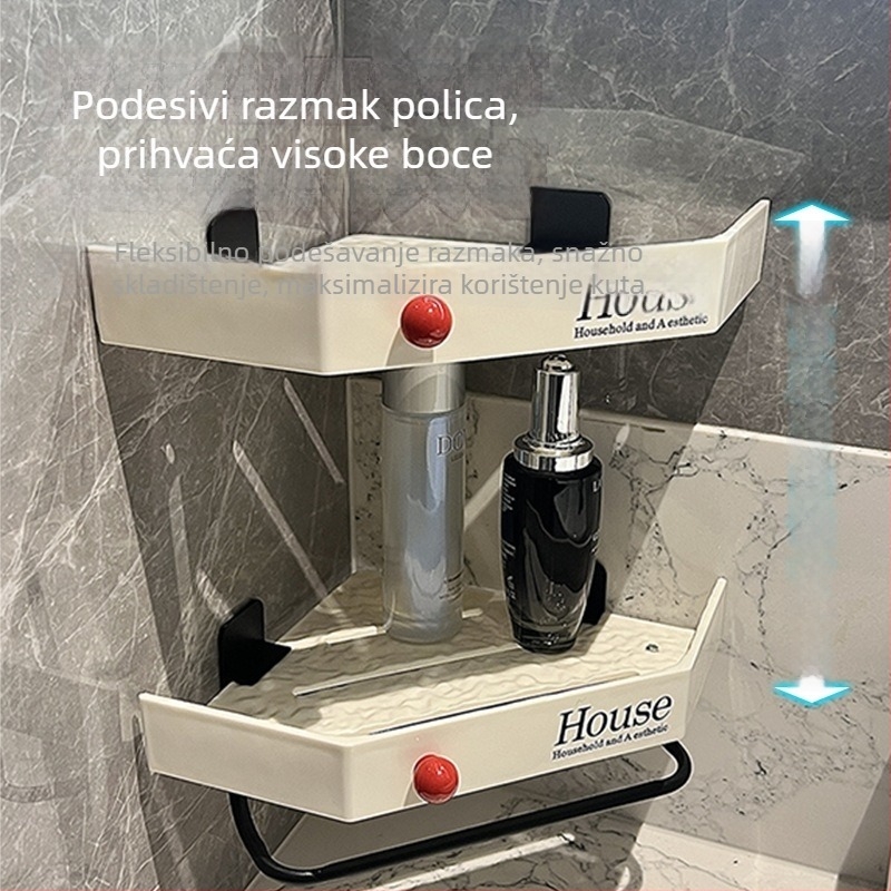 Zidna trokutasta polica za kupaonicu bez bušenja