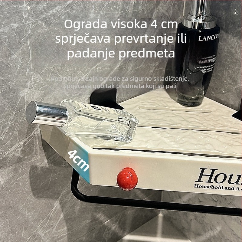 Zidna trokutasta polica za kupaonicu bez bušenja