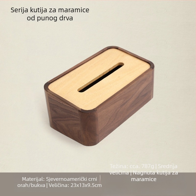 Drvena minimalistička kutija za maramice u kupaonici, stolna verzija