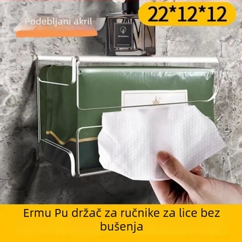 Prozirni zidni organizator za maramice sa ljepilom na stražnjoj ploči, bez bušenja, obrnuti dizajn