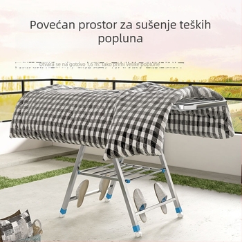 Sklopiva podna sušarica za odjeću, pogodna za balkon i dom, za sušenje odjeće i deka te za frizerske salone i dječje pelene