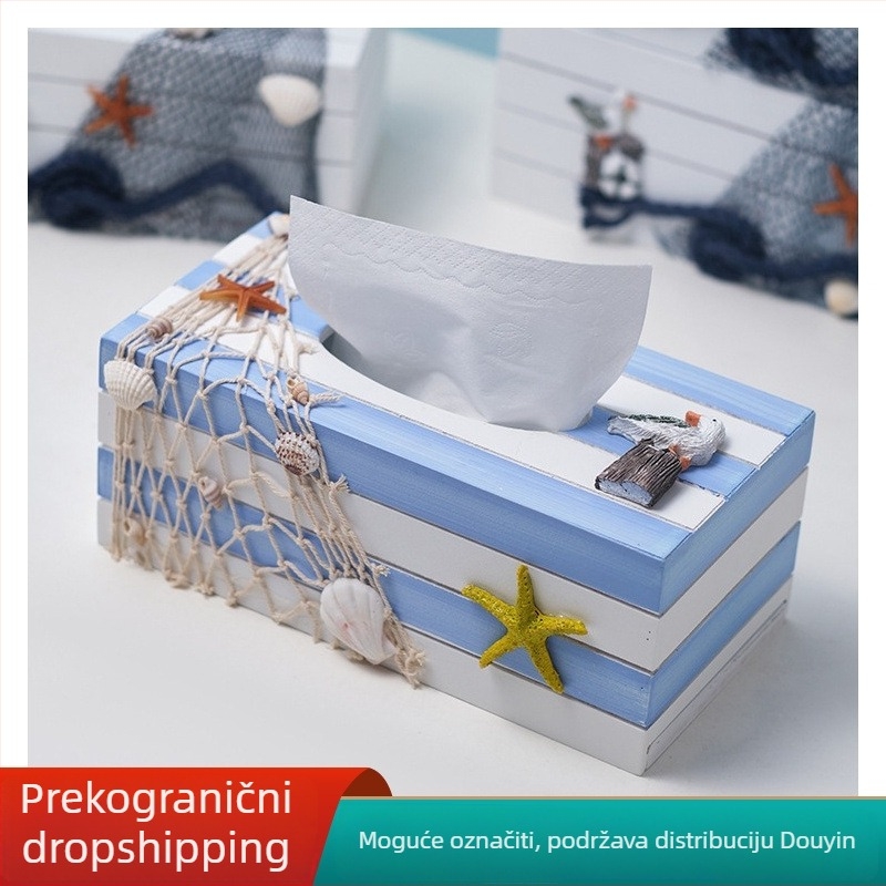Kutija za maramice u mediteranskom stilu, drveni dekorativni spremnik za dnevni boravak