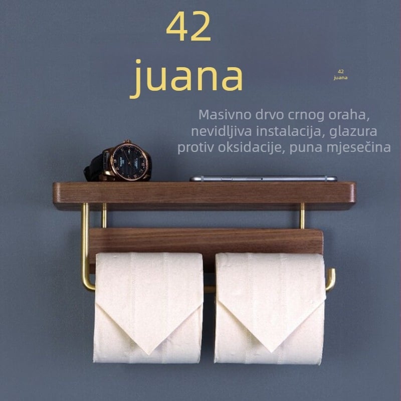 Držač rolne toaletnog papira od drveta, bez bušenja, kupaonica, nordijski stil, kutija za papirnate ubruse