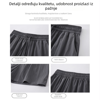 Svijetlozelene Yamamoto šortseve za žene, ice-silk materijal, visok pojas, široke nogavice, opušten stil, srednje duljine, ljeto 2026