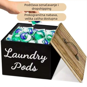 Drvena stolna kutija za pohranu s poklopcem za maramice, suhi papir i perle za pranje