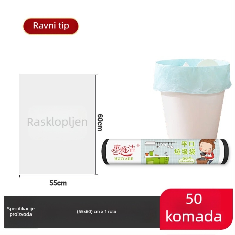 Crne debeli vrećice za smeće, velike veličine, plastične vrećice za kuhinju, stil prsluka, plosni otvor s ručkama