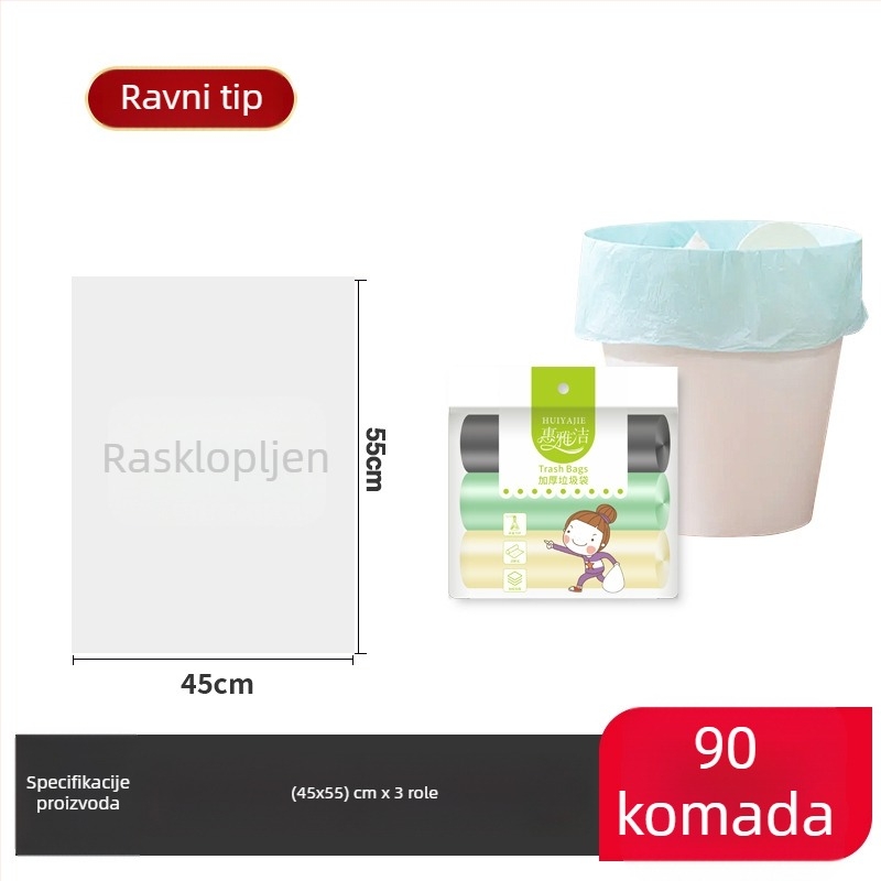 Crne debeli vrećice za smeće, velike veličine, plastične vrećice za kuhinju, stil prsluka, plosni otvor s ručkama
