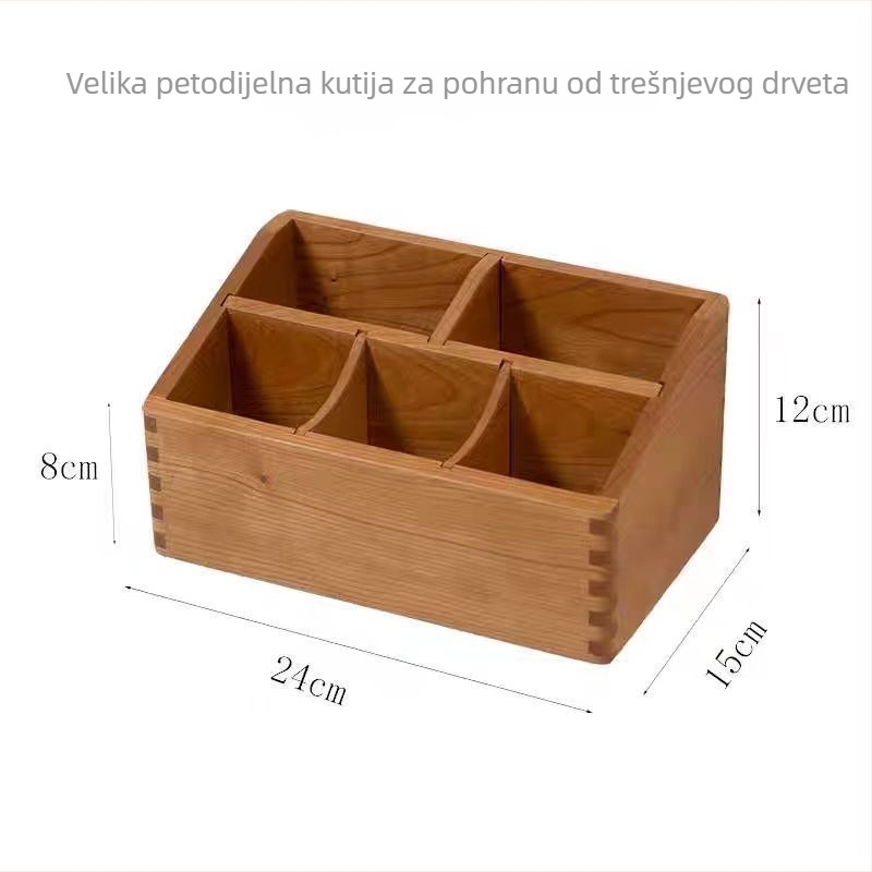 Drvena kutija za pohranu s više pretinaca za dnevnu sobu, noćni ormarić i kavski stol; organizator za papir, daljinske upravljače i ostale sitnice