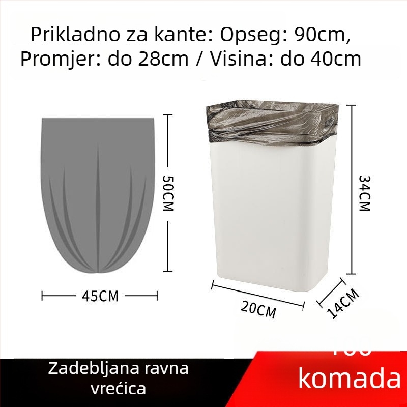 Crne vreće za smeće za kućnu upotrebu, prijenosne, debele, velike i ekstra velike, za čišćenje kuhinje i studentskog doma