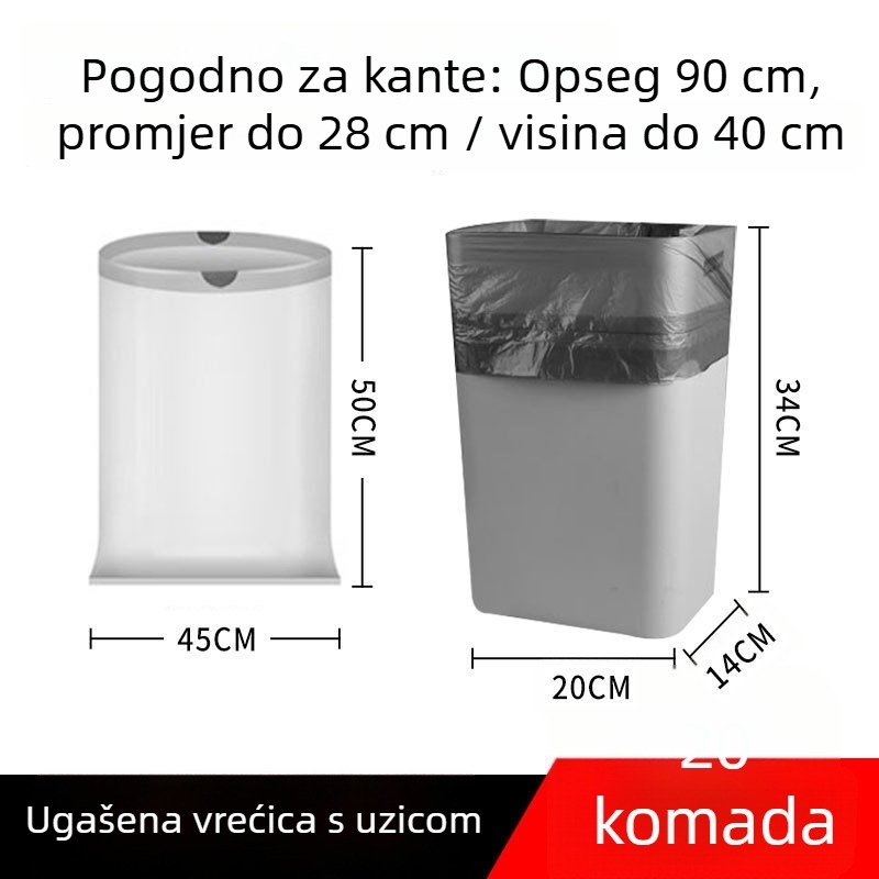 Crne vreće za smeće za kućnu upotrebu, prijenosne, debele, velike i ekstra velike, za čišćenje kuhinje i studentskog doma