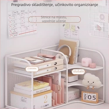 Ugaoni stalak za knjige na stolu, kompaktan stolni spremnik za dječje slikovnice
