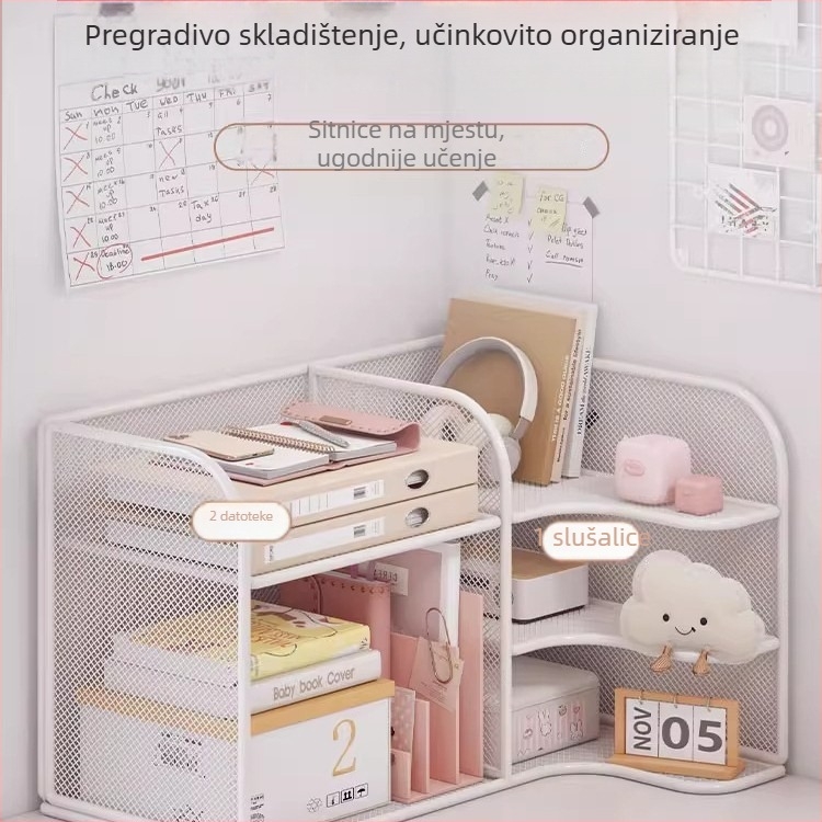 Ugaoni stalak za knjige na stolu, kompaktan stolni spremnik za dječje slikovnice
