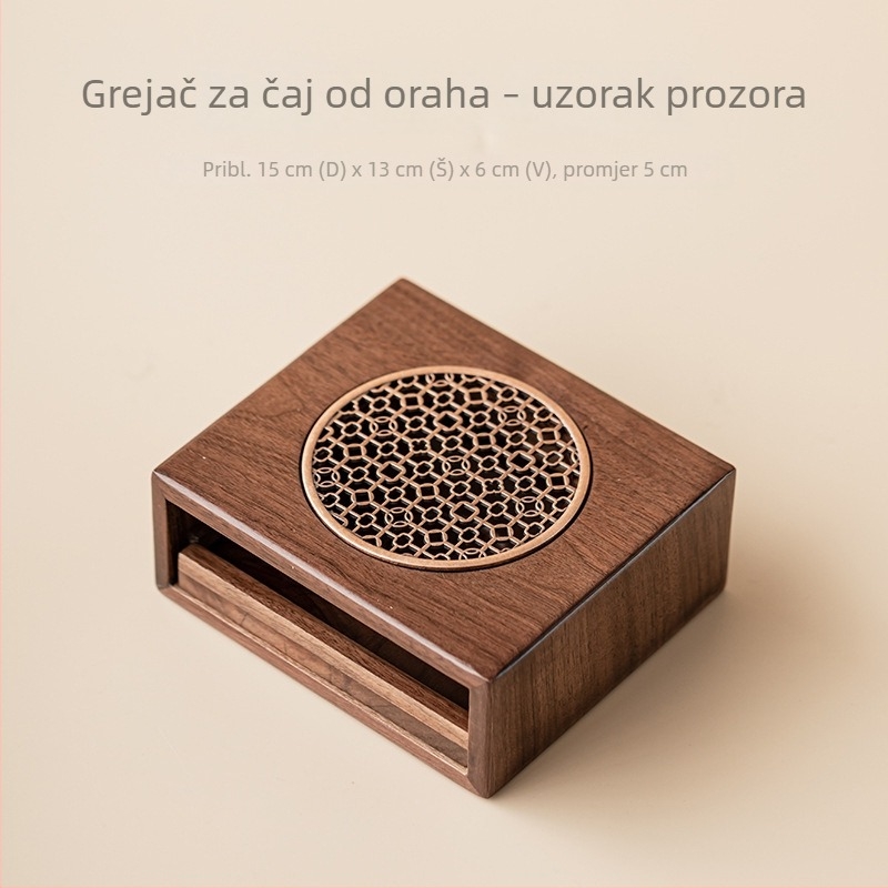 Drveni čajni zagrijač od orašćevog drveta – baza za zagrijavanje svijećom, kineskog stila kućni stol za čaj, pribor za čaj