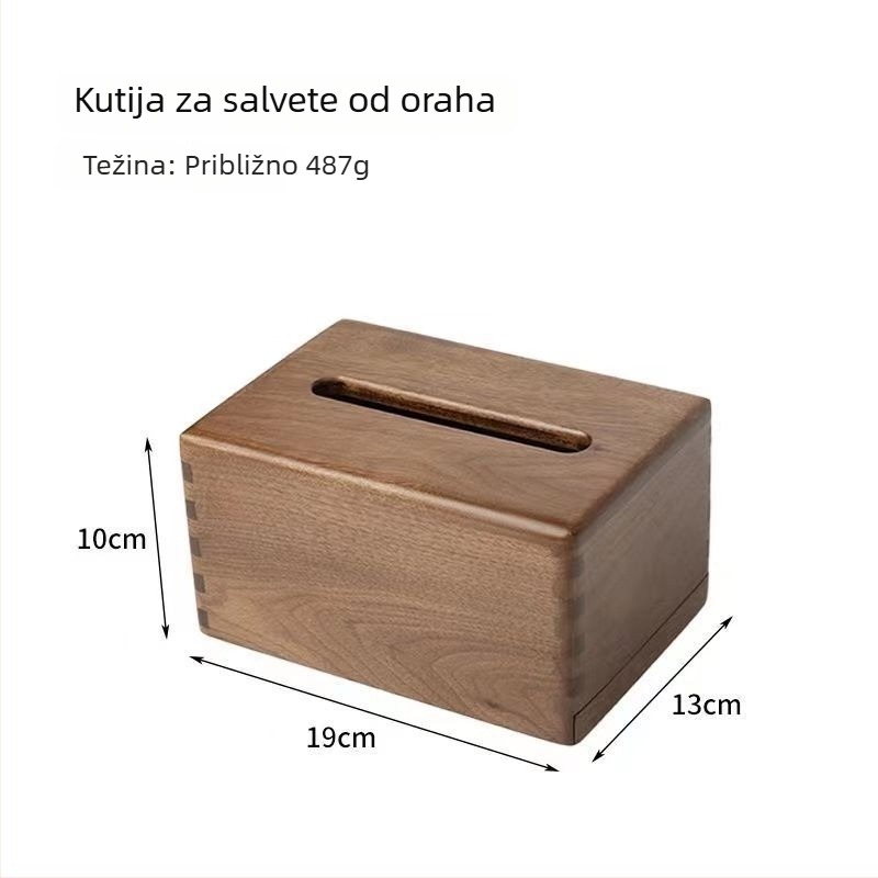 Prilagodljiva stolna kutija za maramice od crnog oraha, visoke klase za dnevni boravak i ured