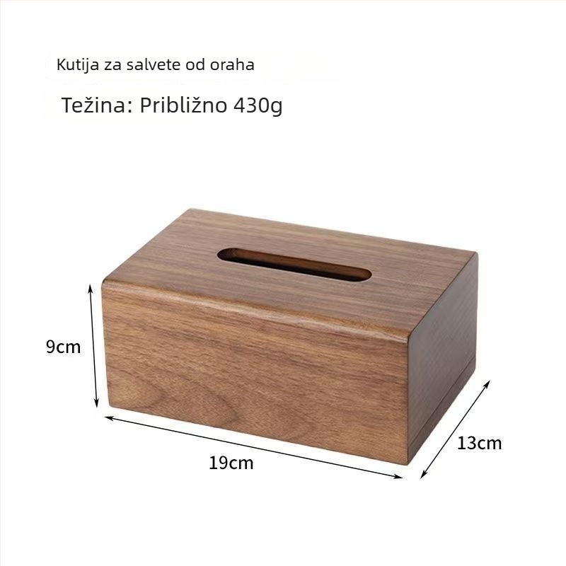 Prilagodljiva stolna kutija za maramice od crnog oraha, visoke klase za dnevni boravak i ured