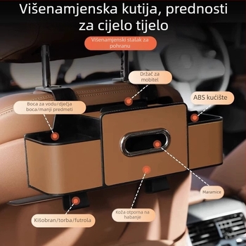 ABS pretinac za stražnje sjedalo s pretincem za maramice i držačem za čaše