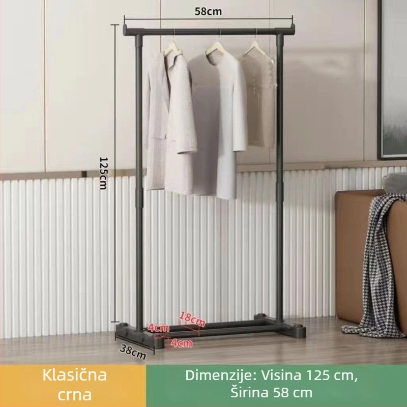 Kutna podna vješalica za odjeću, prilagodljiva duljina, jednostavan moderni dizajn za dom i spavaću sobu