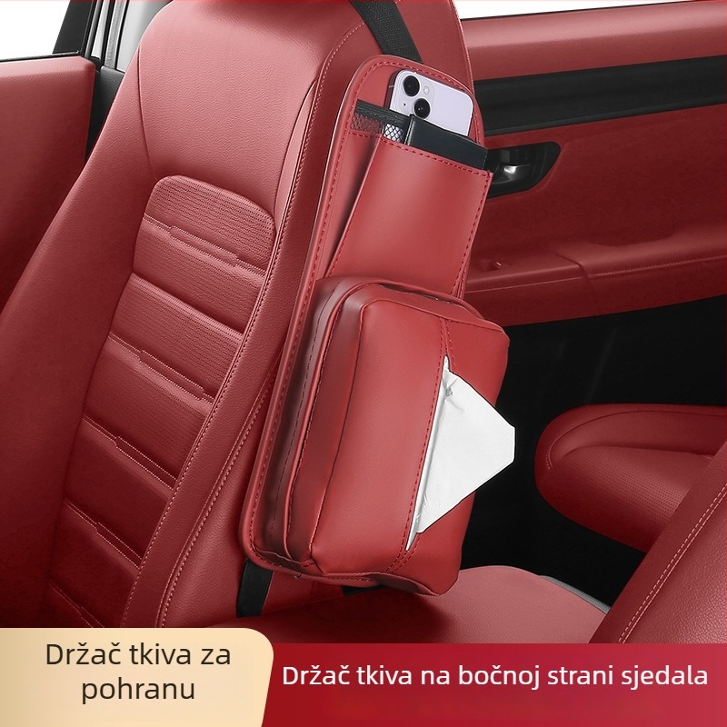 Kožna kutija za maramice u automobilu i bočna torbica uz sjedalo, višenamjenski držač maramica