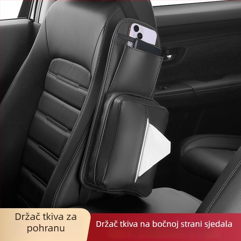 Kožna kutija za maramice u automobilu i bočna torbica uz sjedalo, višenamjenski držač maramica