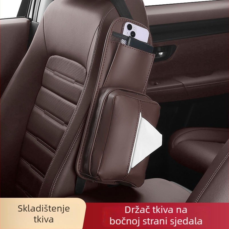 Kožna kutija za maramice u automobilu i bočna torbica uz sjedalo, višenamjenski držač maramica