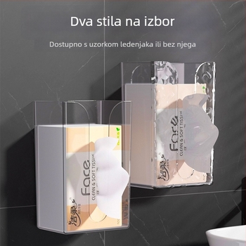 Zidna kutija za maramice za lice, prozirni dizajn, skladište u kupaonici i kuhinji, invertirani način ugradnje, lagani luksuz