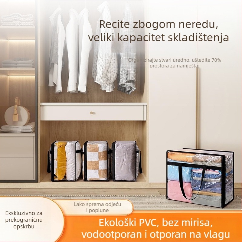 Prozirna PVC torba za pohranu s ručkom, otporna na vlagu i prašinu, velika zapremina za preseljenje i pohranu pokrivača