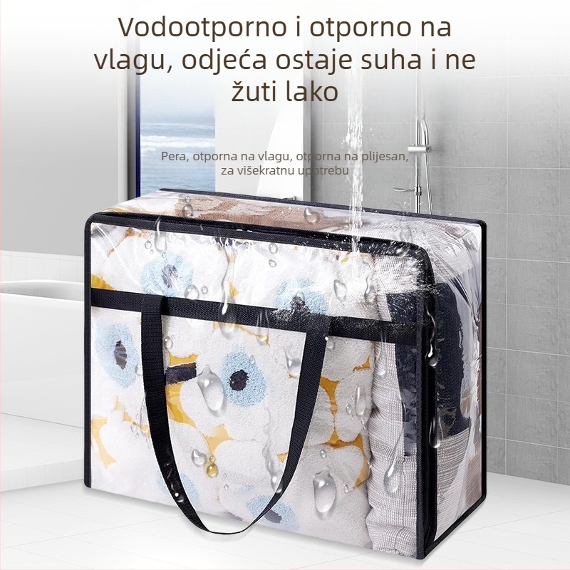 Prozirna PVC torba za pohranu s ručkom, otporna na vlagu i prašinu, velika zapremina za preseljenje i pohranu pokrivača