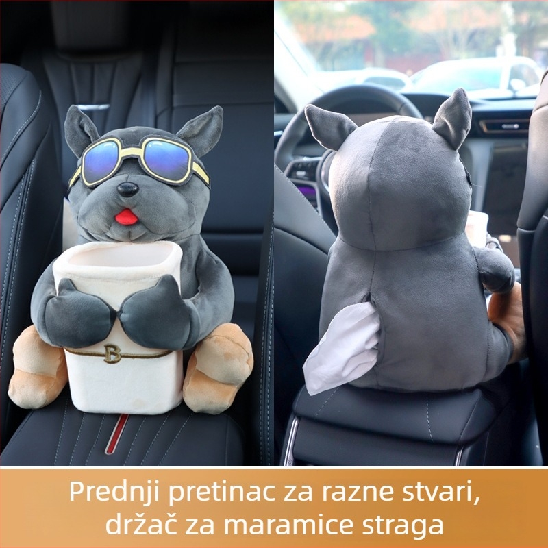 Dva u jednome: kutija za maramice u automobilu i kanta za otpad, visí na naslonek za ruku vozača, slatkog dizajna, veličina 27 × 33 cm