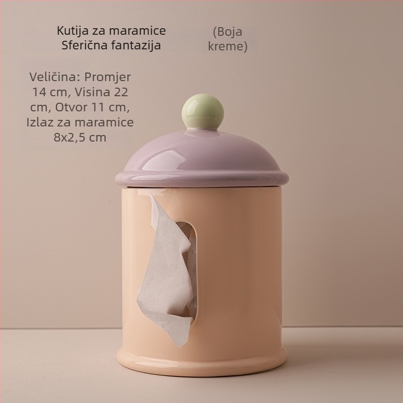 Behanmei Kreativna keramička kutija za maramice, bijeli porcelan, kućna dekoracija za dnevni boravak i stol za kavu