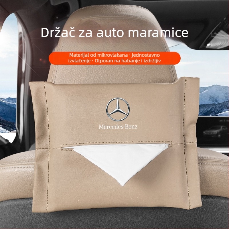 Kožna kutija za maramice za automobil, za stražnja sjedala, viseći držač maramica i navlaka za naslon za ruku