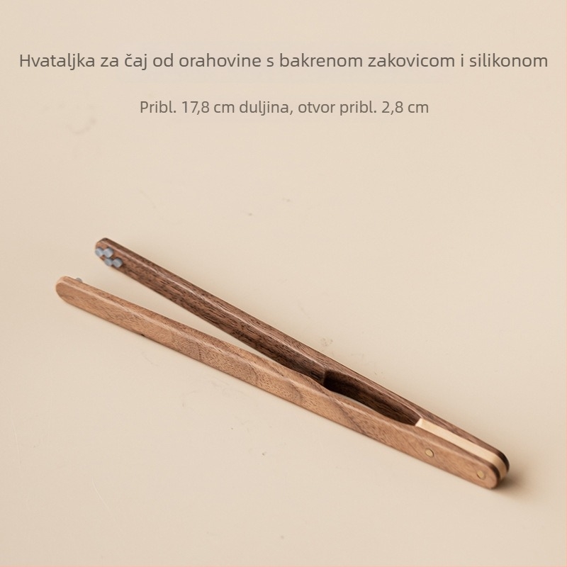 Klip za čaj od masivnog drveta, set dodataka za čaj, klip za šalice od orahova i ebonskog drveta, pinceta za čišćenje šalice