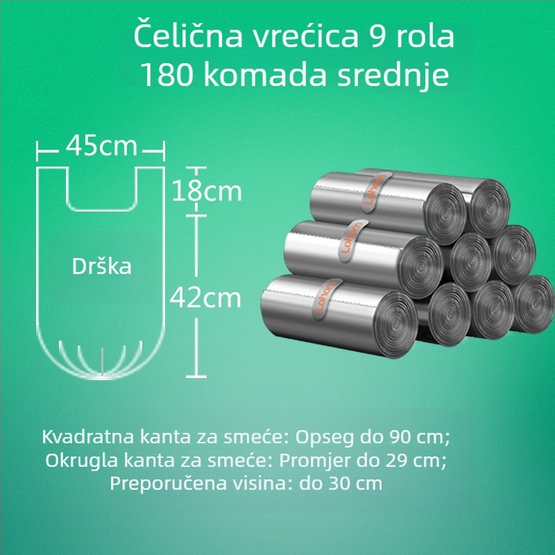 Debele kućne vrećice za otpad, s ručnim držalom, za kuhinju, srednja veličina