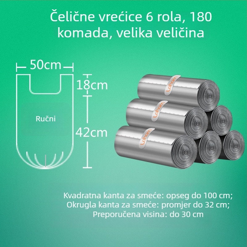 Debele kućne vrećice za otpad, s ručnim držalom, za kuhinju, srednja veličina