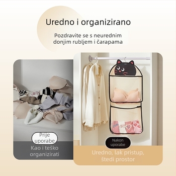 Višeslojna viseća torba za pohranu donjeg rublja i čarapa – zidni organizator garderobe