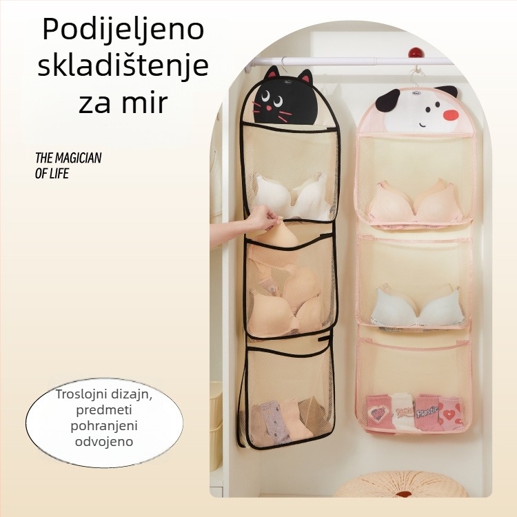 Višeslojna viseća torba za pohranu donjeg rublja i čarapa – zidni organizator garderobe