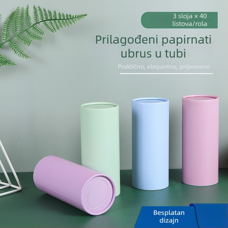 Automobilska cilindrična kutija za maramice u Morandi nijansama, s tiskanim logotipom