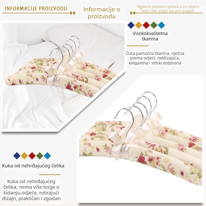 Nerđajući čelični vješalica za odjeću s florom od tkanine, protuklizna, nježna prema odjeći, mogućnost logotipa
