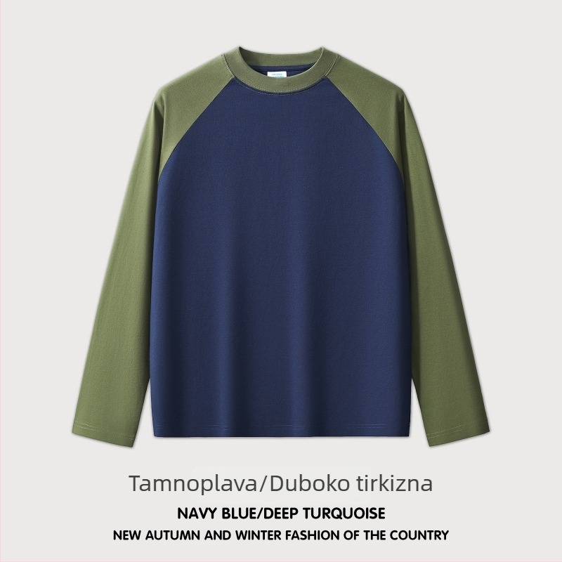 RS muška dugačka majica od 270 g pamuka, retro američki stil, raglan rukavi, okrugli izrez