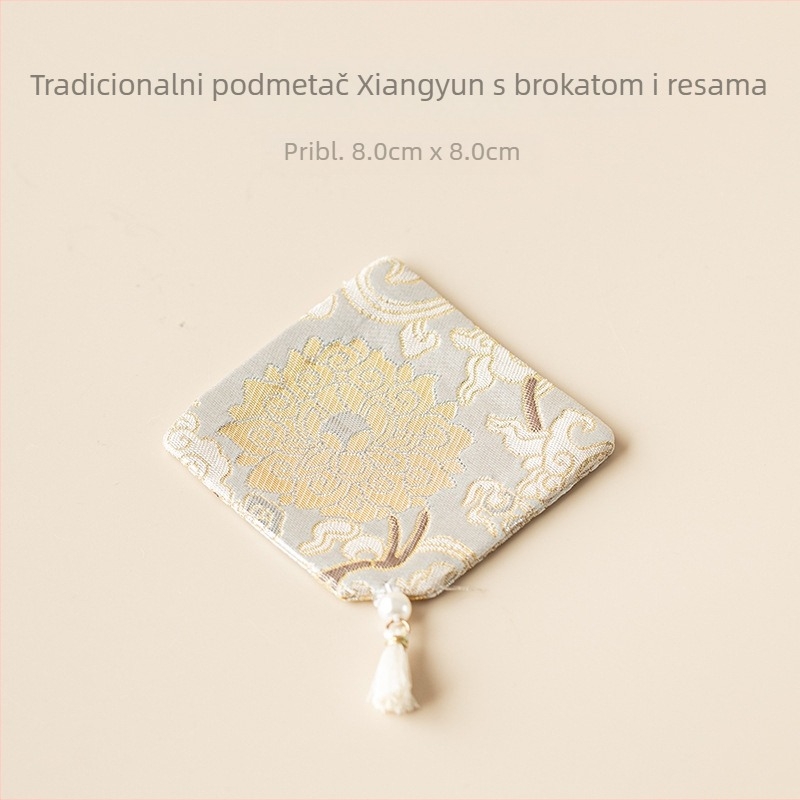 Podmetač za čaj s kineskim stilom i resicama, ručno izrađeni kvadratni podmetač za čaj, platneni držač za čajnik, dodaci čajnom setu