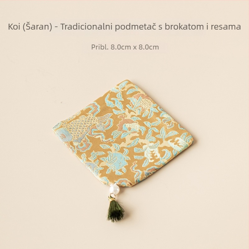Podmetač za čaj s kineskim stilom i resicama, ručno izrađeni kvadratni podmetač za čaj, platneni držač za čajnik, dodaci čajnom setu