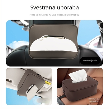 Kožna kutija za maramice u automobilu — viseća na viziru za sunce, naslonu za ruku i stražnjem dijelu sjedala