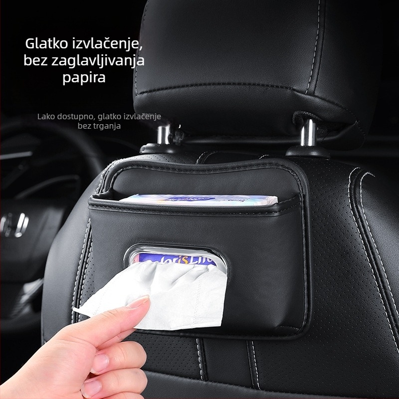Kožna kutija za maramice za auto, s visećim držačem na stražnjoj strani naslona sjedala