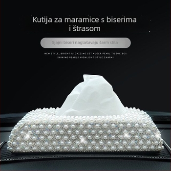 Kutija za maramice za automobil od kože od mikrovlakna s kristalnim ukrasom