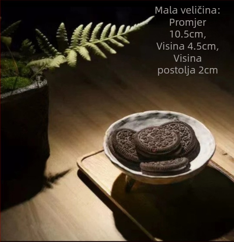Keramički pladanj za voće s trostrukom nogom, moderan dizajn, poslužuje užine i deserte, dekor za Zen čajnu ceremoniju