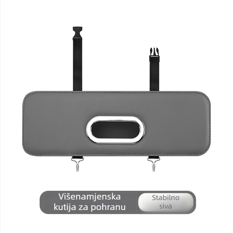 Kožni organizator za stražnje sjedalo automobila – viseći spremnik s držačem za čašu i kutijom za maramice, velik kapacitet