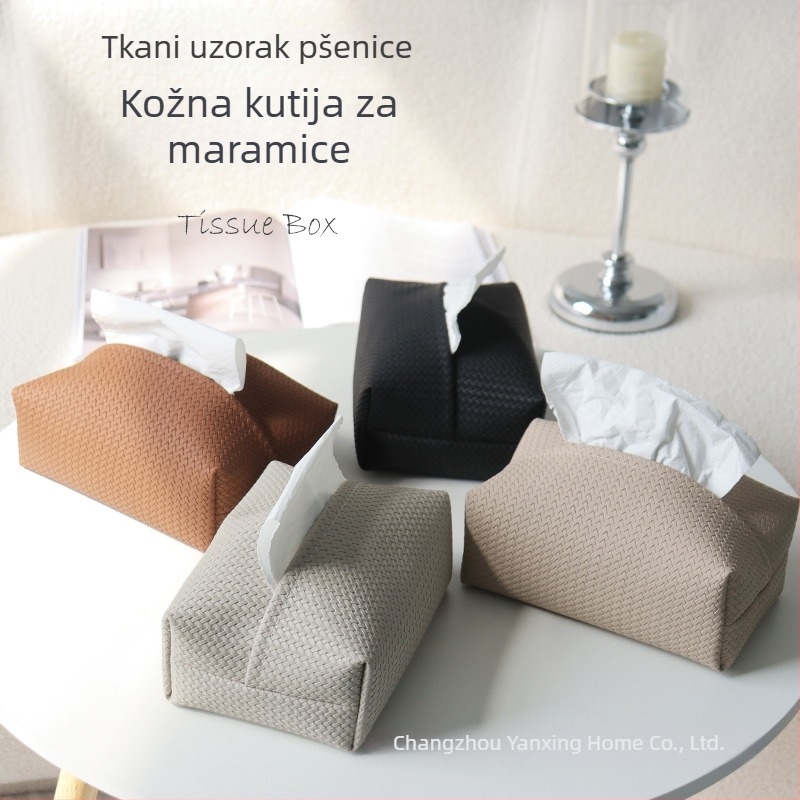 Kožna kutija za maramice s uzorkom pšenice — moderni minimalistički dizajn, višenamjenski za dom, stol za blagovanje, dnevni stol i auto