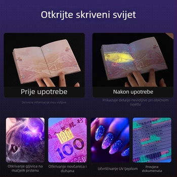 UV365 LED svjetiljka, četverojezgrena, 20W, crni ogledni kućište, za ocjenjivanje antikviteta i otkrivanje gljivica